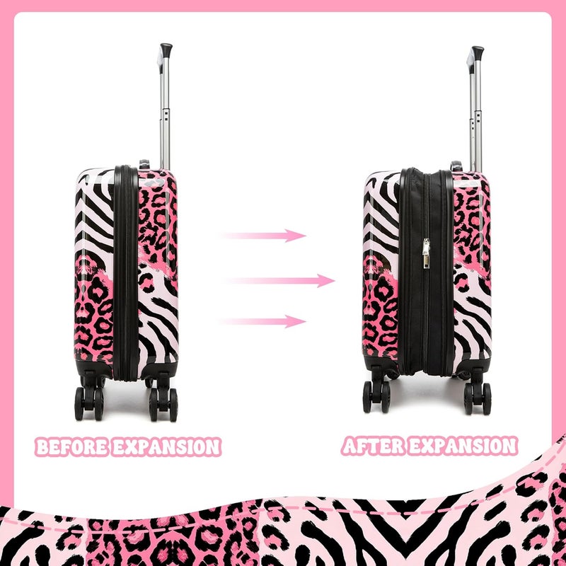 Esteemly Kid's Luggage Set 2 Piece Suitcase Set Hardside Luggage with Spinner Wheels Girls Carry on Toddler Travel Rolling Suitcase with Neck Pillow Airline Approved - Image 5